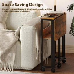 Rustic Brown 360 Rolling Folding Compact Computer Desk Space Saving - thumbnail 3