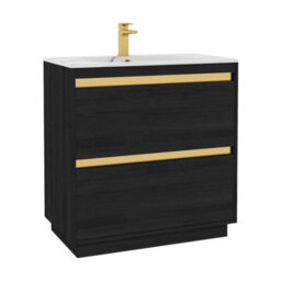 Royal Bathrooms Orion 800mm Floor Standing Bathroom Vanity Unit 2 Drawer Hale Black With Carrara White Basin & Black Accent Trim - thumbnail 7