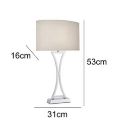 Britalia Bropo4150 Polished Chrome Modern Concave Curved Table Lamp With Cream Oval Micro Pleat Shade 53Cm - thumbnail 5