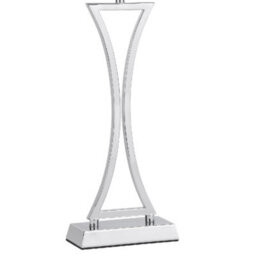 Britalia Bropo4150 Polished Chrome Modern Concave Curved Table Lamp With Cream Oval Micro Pleat Shade 53Cm - thumbnail 2