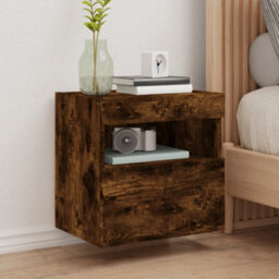 Walplus Tv Wall Cabinet With Led Lights Smoked Oak 40X30X40 Cm - thumbnail 1