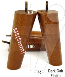L&F Wood Legs Dark Oak 160mm High Set Of 4 Angled Replacement Furniture Feet Settee Chairs Sofas Footstools M8 - thumbnail 1