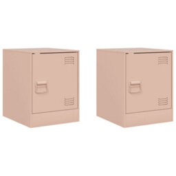 Berkfield Bedside Cabinets 2 Pcs Pink 34.5X39X44 Cm Steel - thumbnail 2