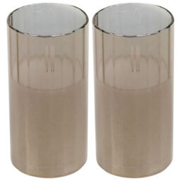 Urbn-Living Urbnliving 15Cm Height Led Candle In Grey Pillar Glass Jar Realistic Flickering Table Decor Ornament Set Of 2 - thumbnail 1