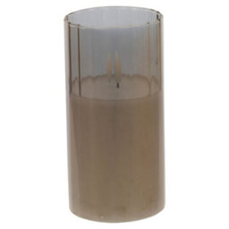 Urbn-Living Urbnliving 15Cm Height Led Candle In Grey Pillar Glass Jar Realistic Flickering Table Decor Ornament Set Of 2 - thumbnail 3