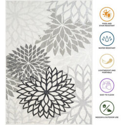 Homeart Outdoor Indoor Rug, Easy Clean, Uv Weather Resistant Rug For Patio, Gardenbellis Black, Grey,140X200Cm - thumbnail 7