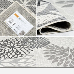 Homeart Outdoor Indoor Rug, Easy Clean, Uv Weather Resistant Rug For Patio, Gardenbellis Black, Grey,140X200Cm - thumbnail 5