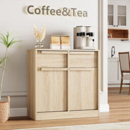 80Cm Wooden Sideboard Buffet Cabinet Storage Cupboard With 2 Doors 2 Drawers - thumbnail 3