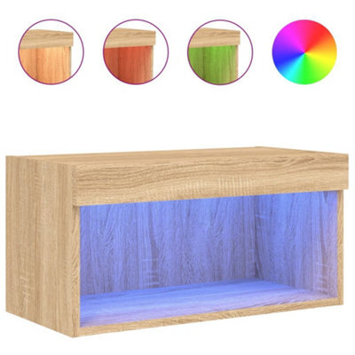 Berkfield Durable Tv Cabinet With Led Lights Sonoma Oak 60X30X30 Cm - image 1