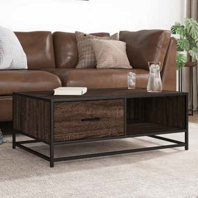 Berkfield Coffee Table Brown Oak 90X57X35 Cm Engineered Wood And Metal - image 1