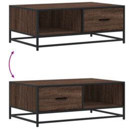Berkfield Coffee Table Brown Oak 90X57X35 Cm Engineered Wood And Metal - thumbnail 9