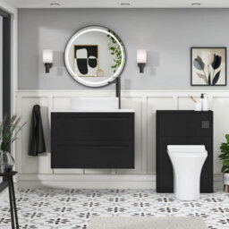 Royal Bathrooms Royal Bathroom Elmore 800mm Matt Nocturne Black Wall Mounted Countertop Bathroom Vanity Unit 2 Drawer With Lyon Basin - thumbnail 5