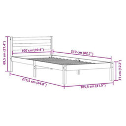 Walplus Bed Frame With Headboard White 210 X 100 Cm Solid Pine Wood - thumbnail 9