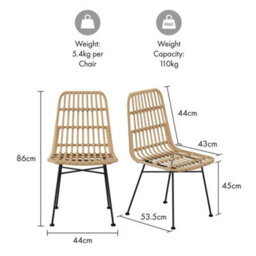 Dining Chairs Set Of 2 Rattan Pair Of Kitchen Chairs - thumbnail 4