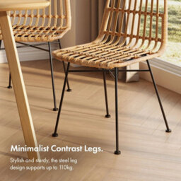 Dining Chairs Set Of 2 Rattan Pair Of Kitchen Chairs - thumbnail 2