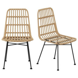 Dining Chairs Set Of 2 Rattan Pair Of Kitchen Chairs - thumbnail 1