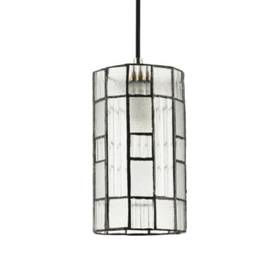 Happy Homewares Cylindrical Traditional Tiffany Easy Fit Shade With Frosted And Ribbed Panels - image 1
