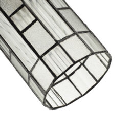 Happy Homewares Cylindrical Traditional Tiffany Easy Fit Shade With Frosted And Ribbed Panels - thumbnail 5