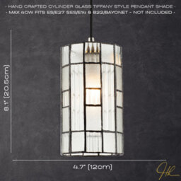 Happy Homewares Cylindrical Traditional Tiffany Easy Fit Shade With Frosted And Ribbed Panels - thumbnail 6