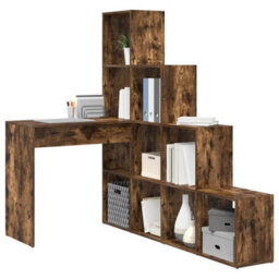 Berkfield Corner Desk Smoked Oak 101.5 X 149.5 X 149.5 Cm Engineered Wood - thumbnail 3