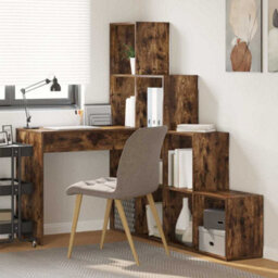 Berkfield Corner Desk Smoked Oak 101.5 X 149.5 X 149.5 Cm Engineered Wood