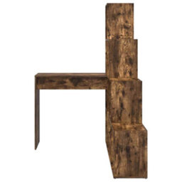 Berkfield Corner Desk Smoked Oak 101.5 X 149.5 X 149.5 Cm Engineered Wood - thumbnail 4