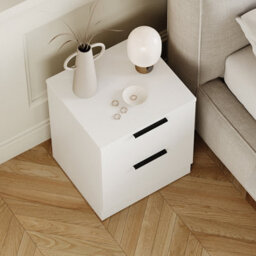 Lassic Vida Designs Trega White 2-Drawer Bedside Chest Stylish & Compact Space-Saving Nightstand (H)410mm X (W)390mm X (D)280mm - thumbnail 4