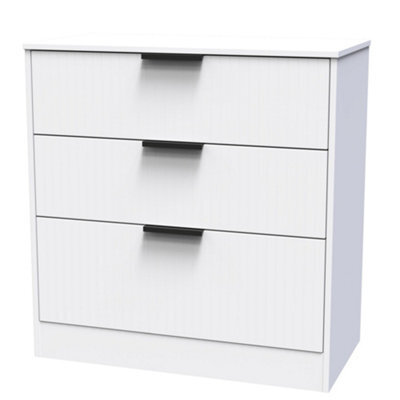 Nashville Ready Assembled Matt White No Effect 3 Drawer Chest (H)791mm (W)766mm (D)395mm - image 1