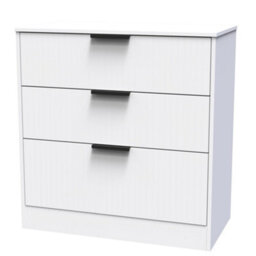 Nashville Ready Assembled Matt White No Effect 3 Drawer Chest (H)791mm (W)766mm (D)395mm - thumbnail 1