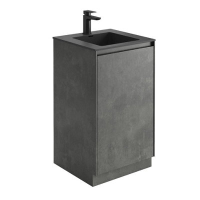 Plum&clay Rigel Concrete Floor Standing Bathroom Vanity Unit With Black Basin (W)500mm (H)850mm