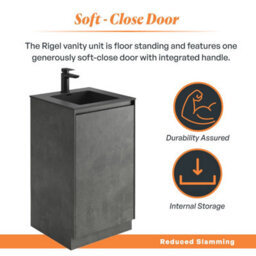 Plum&clay Rigel Concrete Grey Floor Standing Bathroom Vanity Unit With Black Basin (W)500mm (H)850mm - thumbnail 3