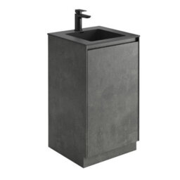 Plum&clay Rigel Concrete Floor Standing Bathroom Vanity Unit With Black Basin (W)500mm (H)850mm