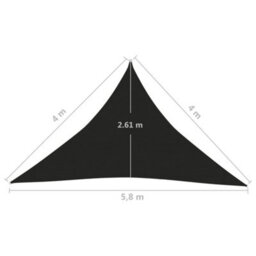 Berkfield Sunshade Sail 160 G/m2 Black 4X4X5.8 M Hdpe - thumbnail 6