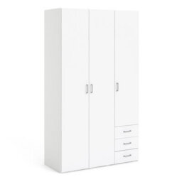Furniture To Go Space Wardrobe - 3 Doors 3 Drawers In White 2000 (W) 115 X  (H) 200.4 X  (D) 49.5Cm