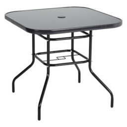 Breeins 5 Piece Black Outdoor Glass Rectangle Umbrella Table And Folding Chairs Set Bistro Set Dining Set 80Cm - thumbnail 4