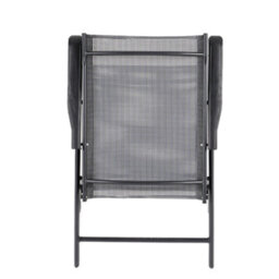 Breeins 5 Piece Black Outdoor Glass Rectangle Umbrella Table And Folding Chairs Set Bistro Set Dining Set 80Cm - thumbnail 6