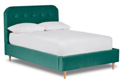 Divan Base Direct Celestia Contemporary Button Backed Fabric Bed Base Only 4Ft6 Double- Verlour Deep Teal - thumbnail 1