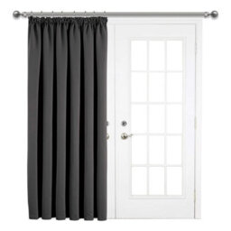 Ameha Dark Grey 230 Gsm Plain Thermal Blackout Pencil Pleat Door Curtain For Bedroom Single Panel Energy Saving 66'' X 84'' Uk - thumbnail 2