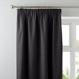Ameha Dark Grey 230 Gsm Plain Thermal Blackout Pencil Pleat Door Curtain For Bedroom Single Panel Energy Saving 66'' X 84'' Uk - thumbnail 4