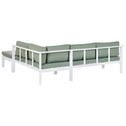 Beliani Garden Corner Sofa With Table 5 Seater Messina Left Hand Metal Green - thumbnail 6