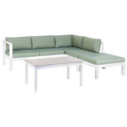 Beliani Garden Corner Sofa With Table 5 Seater Messina Left Hand Metal Green - thumbnail 5
