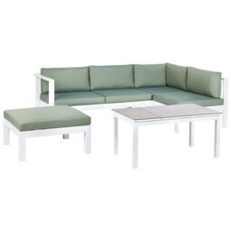 Beliani Garden Corner Sofa With Table 5 Seater Messina Left Hand Metal Green - thumbnail 4