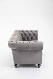 Grey 3 Seater Handmade Chesterfield Sofa Armchair Settee Love Seat Velvet - D Pro T Homeware - thumbnail 4