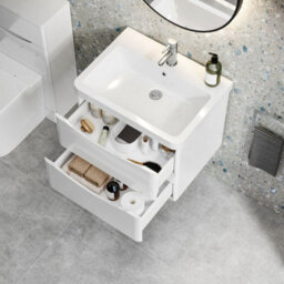 Affine 600mm Bathroom Vanity Unit Wall Hung Storage Furniture Basin Soft Close White - thumbnail 3