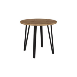 Decortie Modern Xana Round Dining Table Up To 4 Seater Black Metal 4 Legs Kitchen Table Of 90X77.5Cm Natural Oak - thumbnail 2