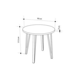 Decortie Modern Xana Round Dining Table Up To 4 Seater Black Metal 4 Legs Kitchen Table Of 90X77.5Cm Natural Oak - thumbnail 3