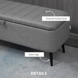 Storage Ottoman Linen Steel Legs Grey - thumbnail 3