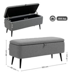 Storage Ottoman Linen Steel Legs Grey - thumbnail 2