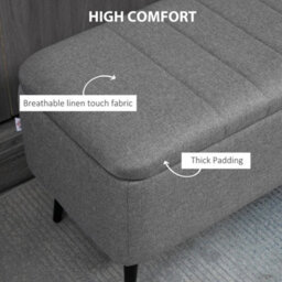 Storage Ottoman Linen Steel Legs Grey - thumbnail 5