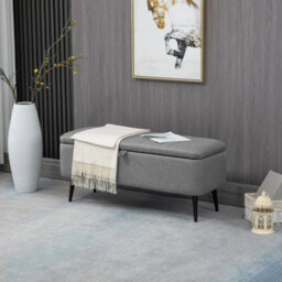 Storage Ottoman Linen Steel Legs Grey - thumbnail 6